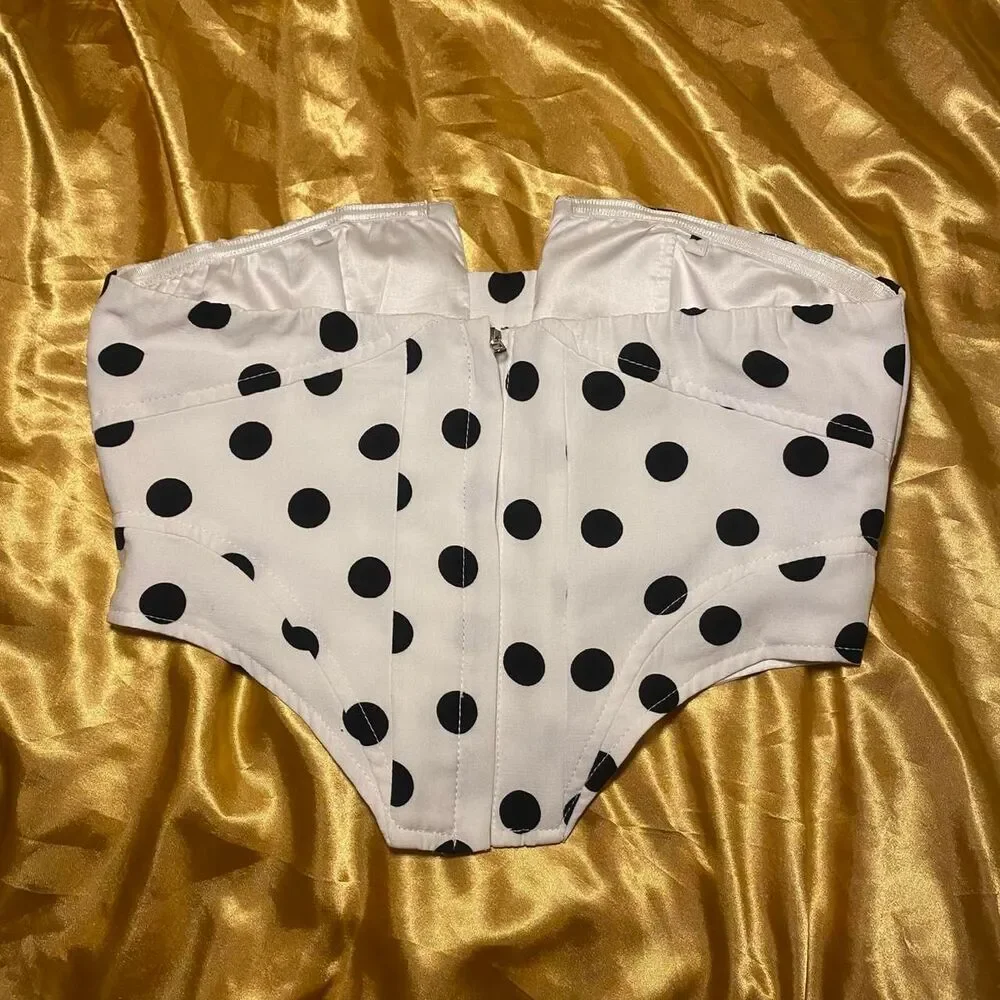 Seek The Label White Polka Dot Women's Strapless Corset Top